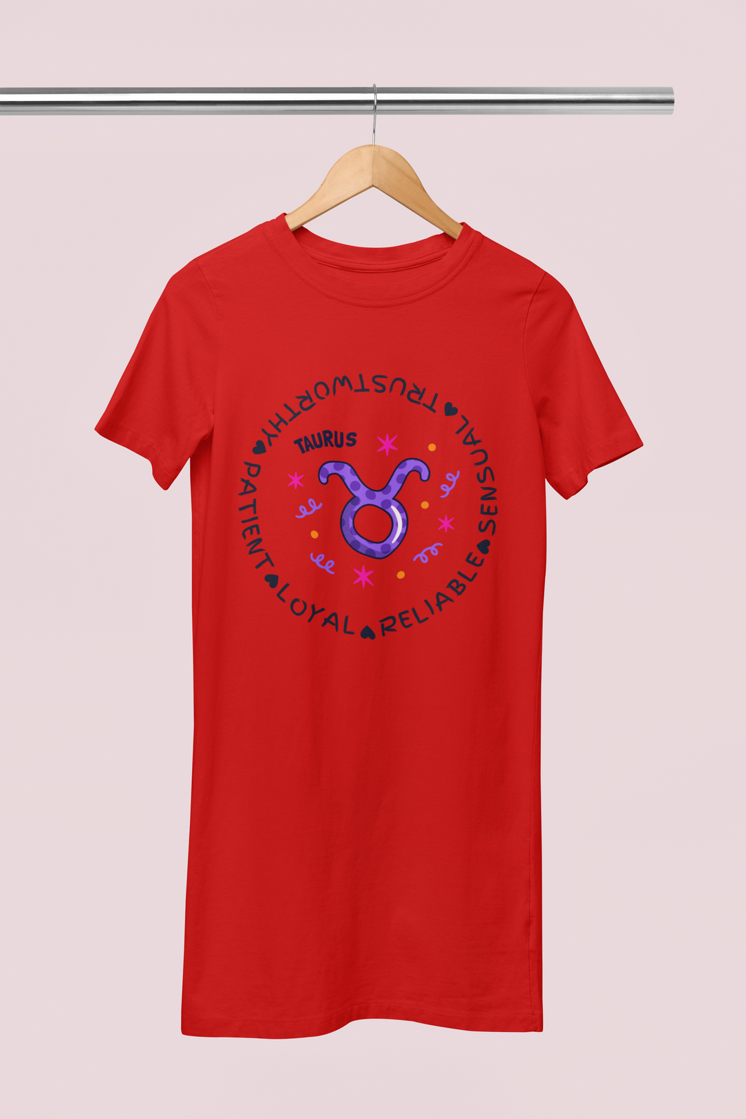 Taurus Zodiac Cotton Night T-Shirt Dress for Women